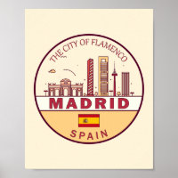 Madrid España City Skyline Emblem