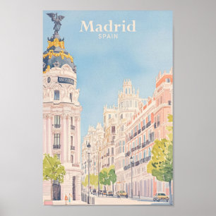 Póster Madrid España Gouache Paint Ilustracion Viaje