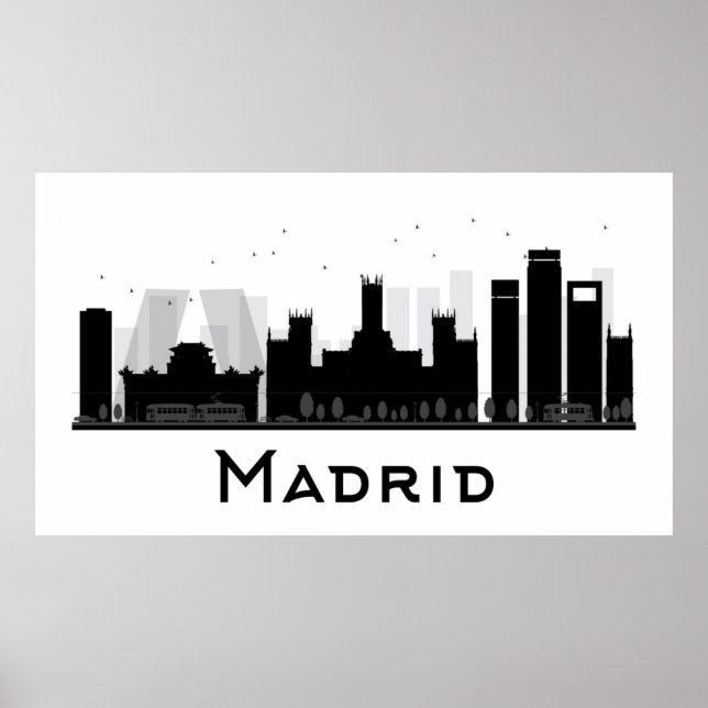 Póster Madrid (España) | Línea aérea de la ciudad blanca  (Frente)