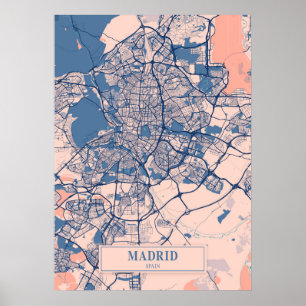 Póster Madrid - España Mapa de la ciudad de Breezy