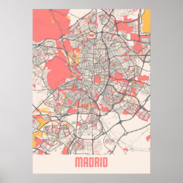 Póster Madrid - España Mapa de la ciudad de Chalk