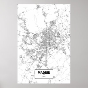 Póster Madrid, España (negro sobre blanco)
