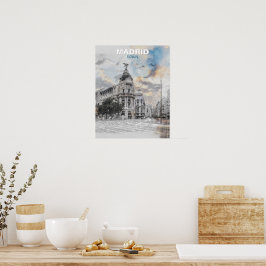 Póster Madrid España Pared Art - Viaje de ciudad de vinta