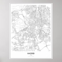 Madrid, España, Poster de Mapa Minimalista