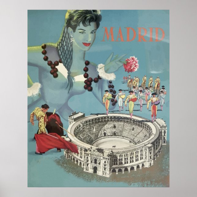 Póster Madrid, España Poster de Viajes de Vintage (Frente)