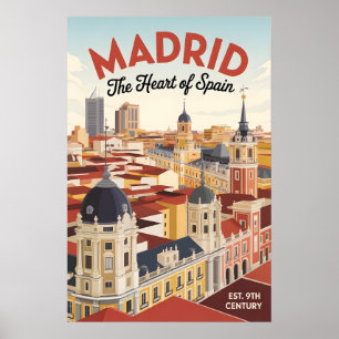 Póster Madrid España Silueta Retro Ciudad Viaje