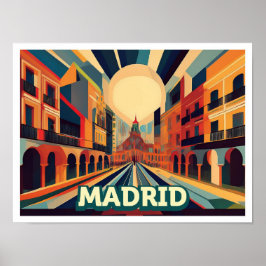Póster Madrid España Viaje artístico colorido