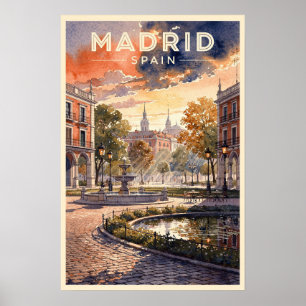 Póster Madrid España Viaje Vintage