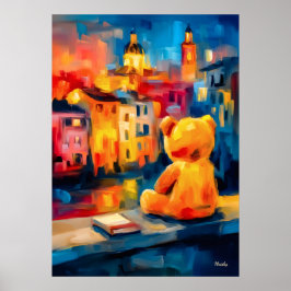 Póster Madrid Teddy Sunset Plaza Skyline Print