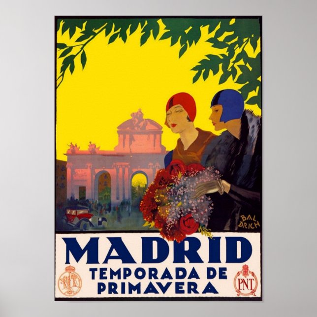 Póster Madrid Temporada de Primavera - Viajes de época (Frente)