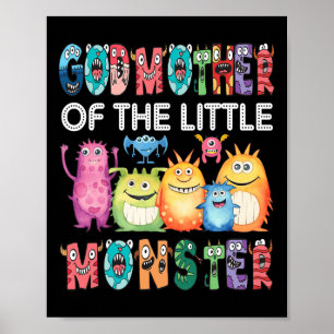 Póster Madrina Del Pequeño Monstruo Niños Primer Cumpleañ