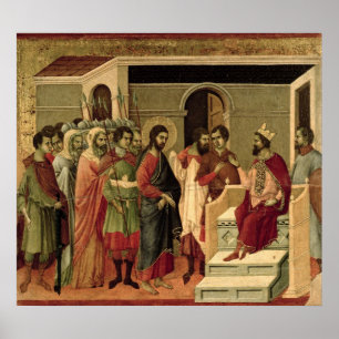 Póster Maesta: Jesús antes de Herodes, 1308-11