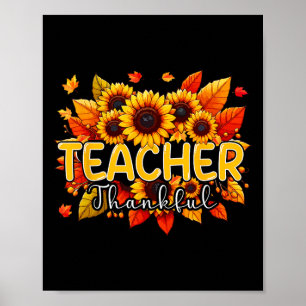 Póster Maestra Agradecidos Sunflower del Día de Acción de