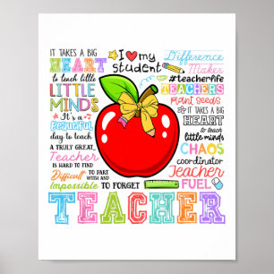 Póster Maestra Arco Lápiz Manzana Divertido Ck A Escuela 