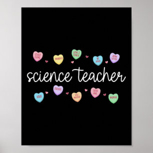 Póster Maestra de Ciencias de Caramelo en Forma de Corazó