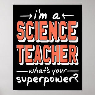 Póster Maestra de Ciencias Femenina Superwer Divertida Or