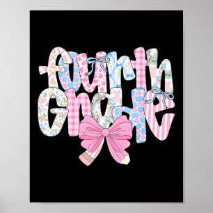 Póster Maestra de cuarto grado preppy coqueta floral azul