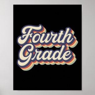Póster Maestra de cuarto grado Retro Vintage 4º grado Ens