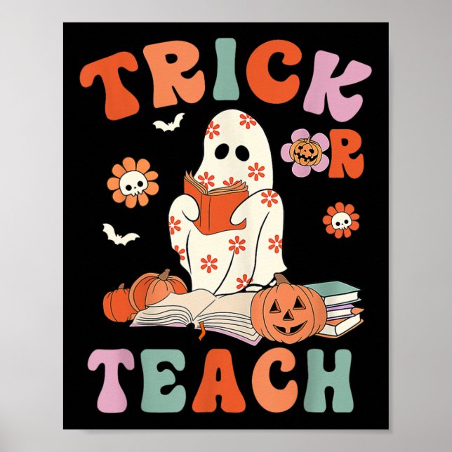 Póster Maestra De Fantasma Floral Trick O Teach Retro Gro (Frente)