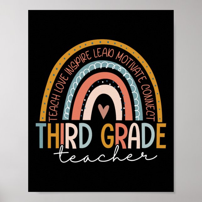 Póster Maestra de grado Enseñar amor Inspira Boho Arcoiri (Frente)