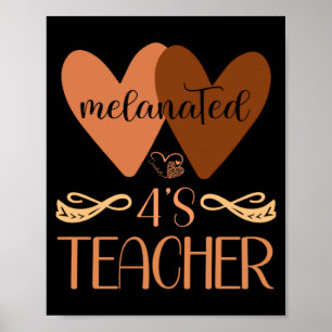 Póster Maestra de guardería preescolar negra 4 S Historia