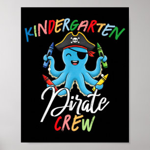Póster Maestra De Kinder Divertida Estudiante Pulpo Pirat