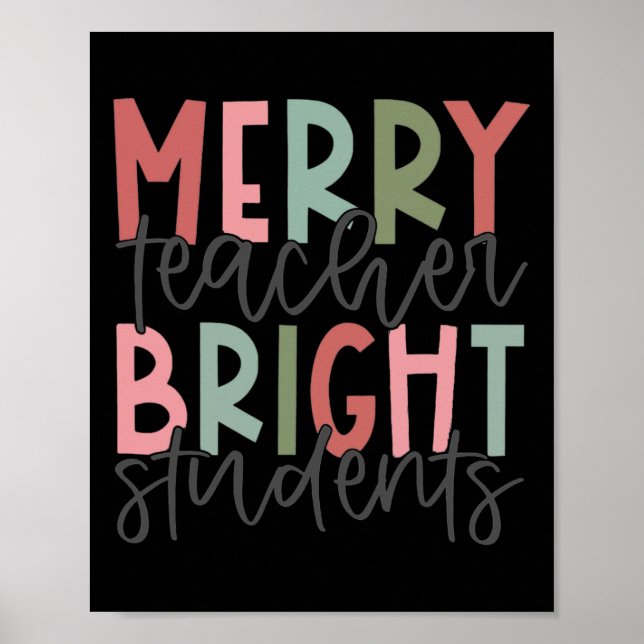 Póster Maestra de merry Navidades estudiantes brillantes (Frente)