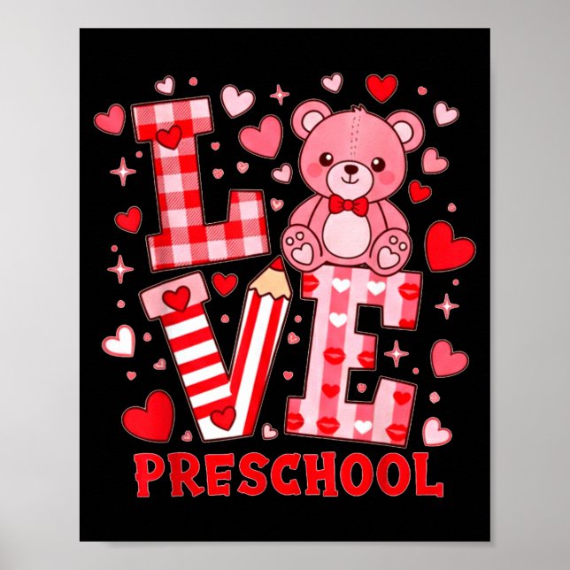 Póster Maestra de preescolar del día de San Valentín (Frente)