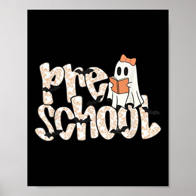 Póster Maestra de preescolar Halloween Fantasma Profesora (Frente)
