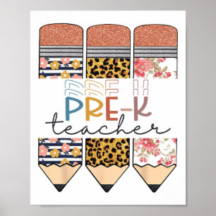 Póster Maestra de prek divertido lápiz leopardo feliz pri
