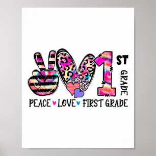 Póster Maestra de primer grado chicas equipo Paz Amor Pri