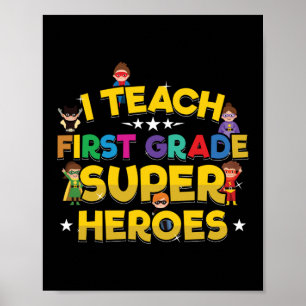 Póster Maestra de primer grado de superhéroe