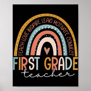 Póster Maestra de primer grado Enseña Amor Inspira Boho R