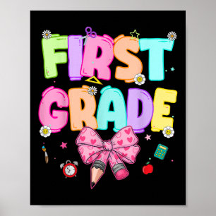 Póster Maestra de primer grado preppy de vuelta a la escu