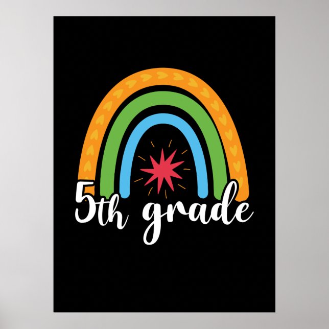 Póster Maestra de quinto grado Estrella del Arcoiris de q (Frente)