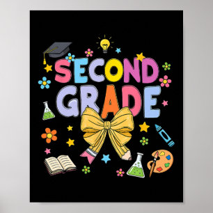 Póster Maestra de segundo grado Niños Coquette Bow Lápiz
