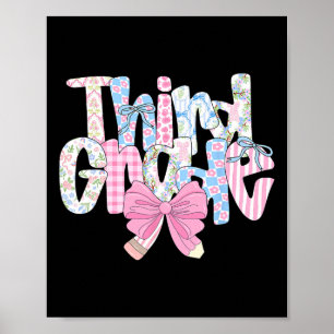 Póster Maestra de Tercer Grado Preppy Azul Floral Coquett