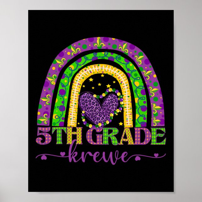 Póster Maestra del Mardi Gras Leopardo del arco iris de q (Frente)