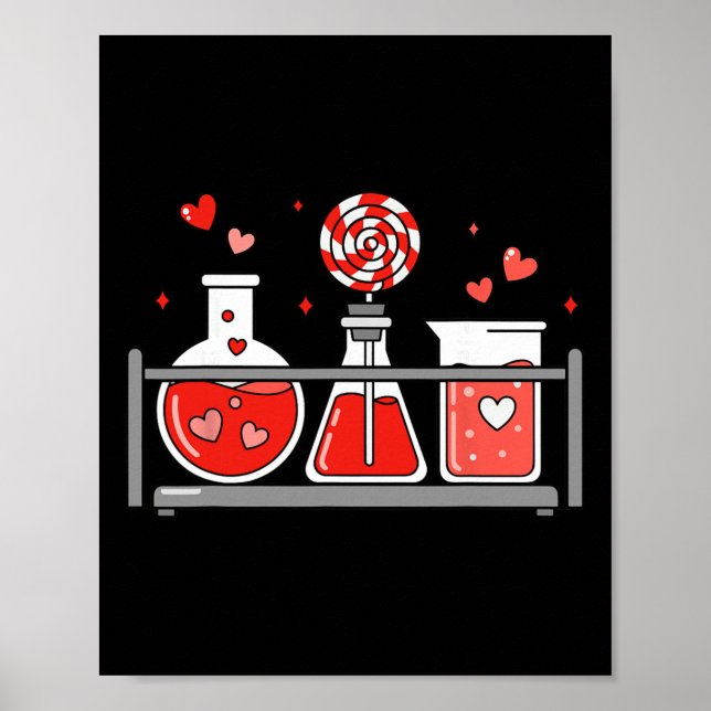 Póster Maestra Día de San Valentín Laboratorio de Ciencia (Frente)