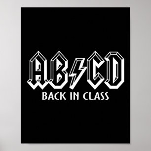 Póster Maestra divertida ABCD vuelve a la escuela en clas