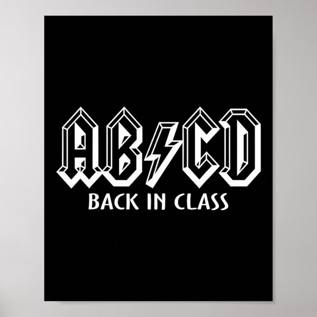 Póster Maestra divertida ABCD vuelve a la escuela en clas (Frente)