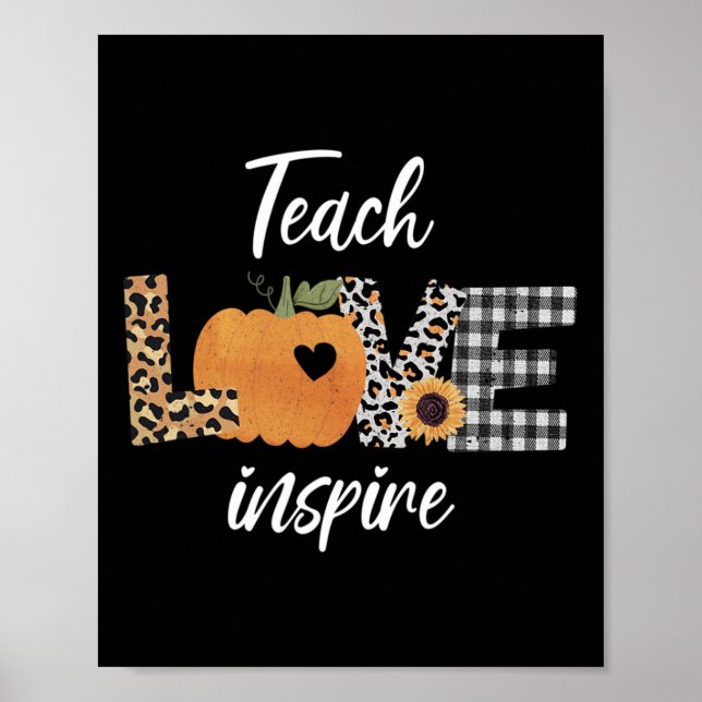 Póster Maestra Enseñar Amor Inspire Caer Calabaza de Otoñ (Frente)