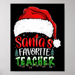 Póster Maestra favorita de Navidades divertidos de Santa 