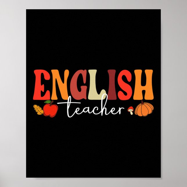 Póster Maestra Groovy Retro De Inglés Cae Vibes De Otoño  (Frente)