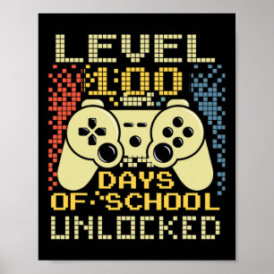 Póster Maestra Jugadora Retro 100 días de escuela B