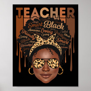 Póster Maestra mujer negra afro inteligente afroamericana