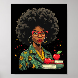 Póster Maestra negra Afro Retro Mes de Historia Negra