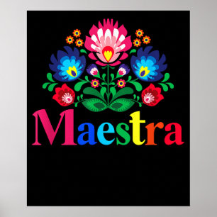 Póster Maestra Orgullosa Profesora Española Bilingual