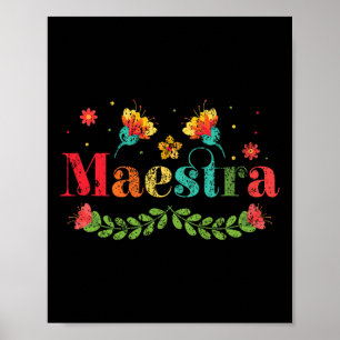 Póster Maestra Profesora de Español Multilingüe Bilingüe