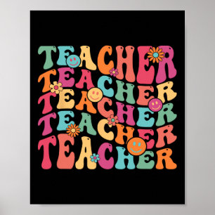 Póster Maestra Retro Groovy Inspiradora Feliz Ck A Tal
